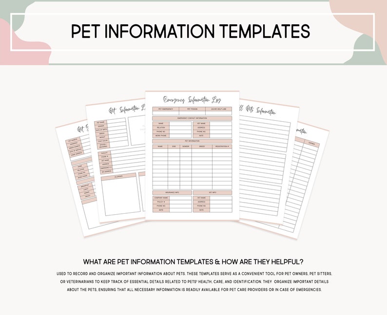 Dog Care Planner Bundle, Printable Puppy Planner Pet Care Binder, New Puppy Journal Pet Training Templates Dog Records Kit, A4,A5,US Letter