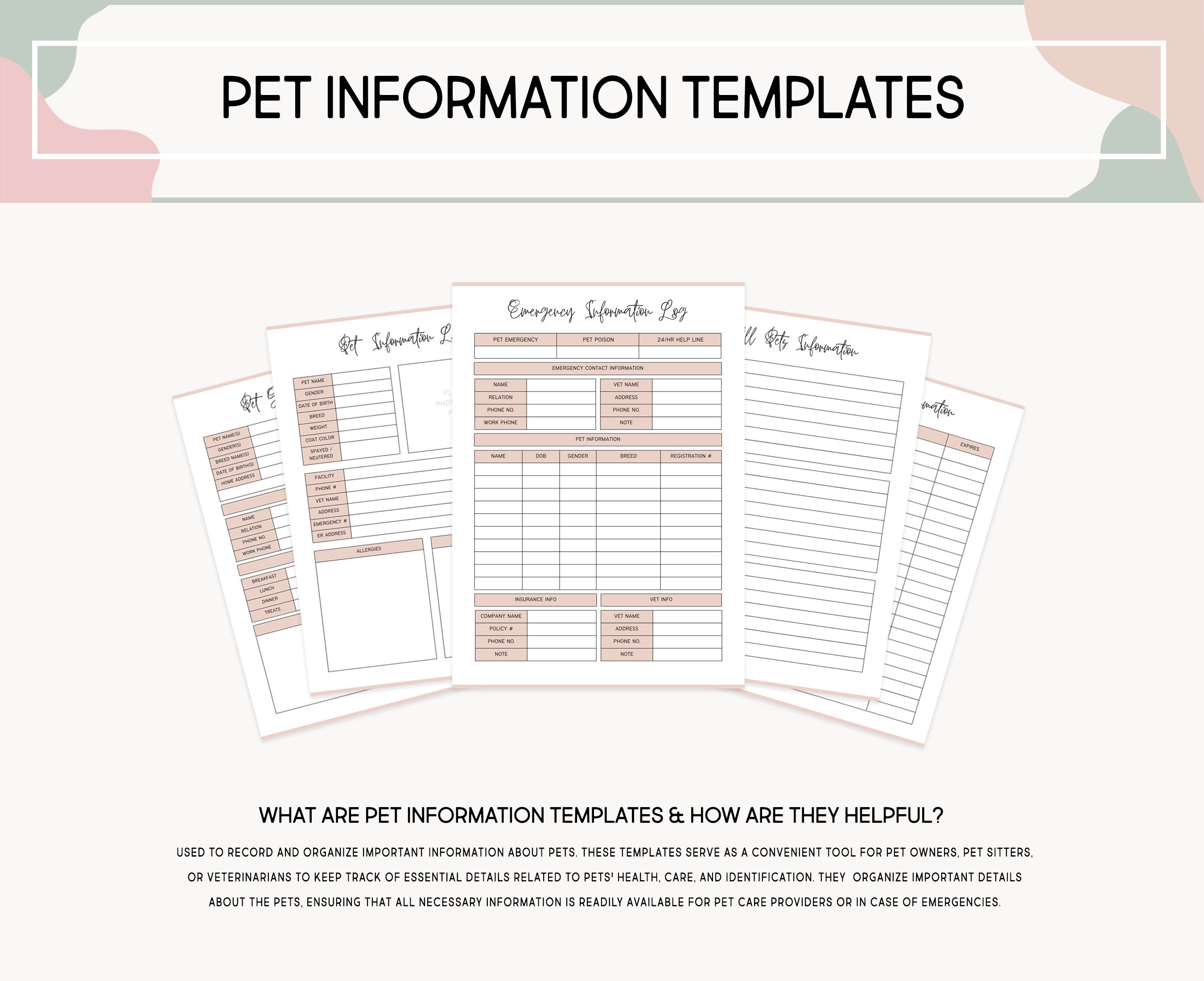 Dog Care Planner Bundle Printable Puppy Planner Pet Care - Etsy