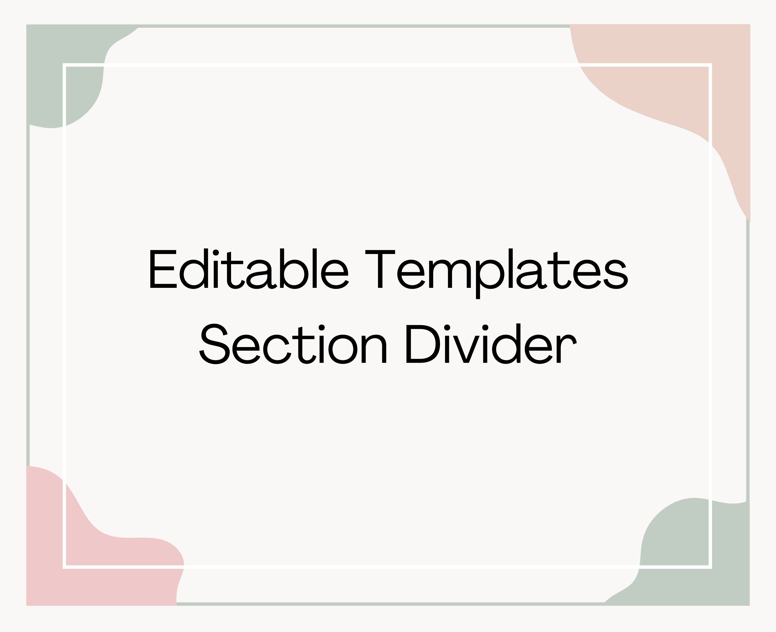 Editable &amp; Printable Single Templates Section Divider - Etsy