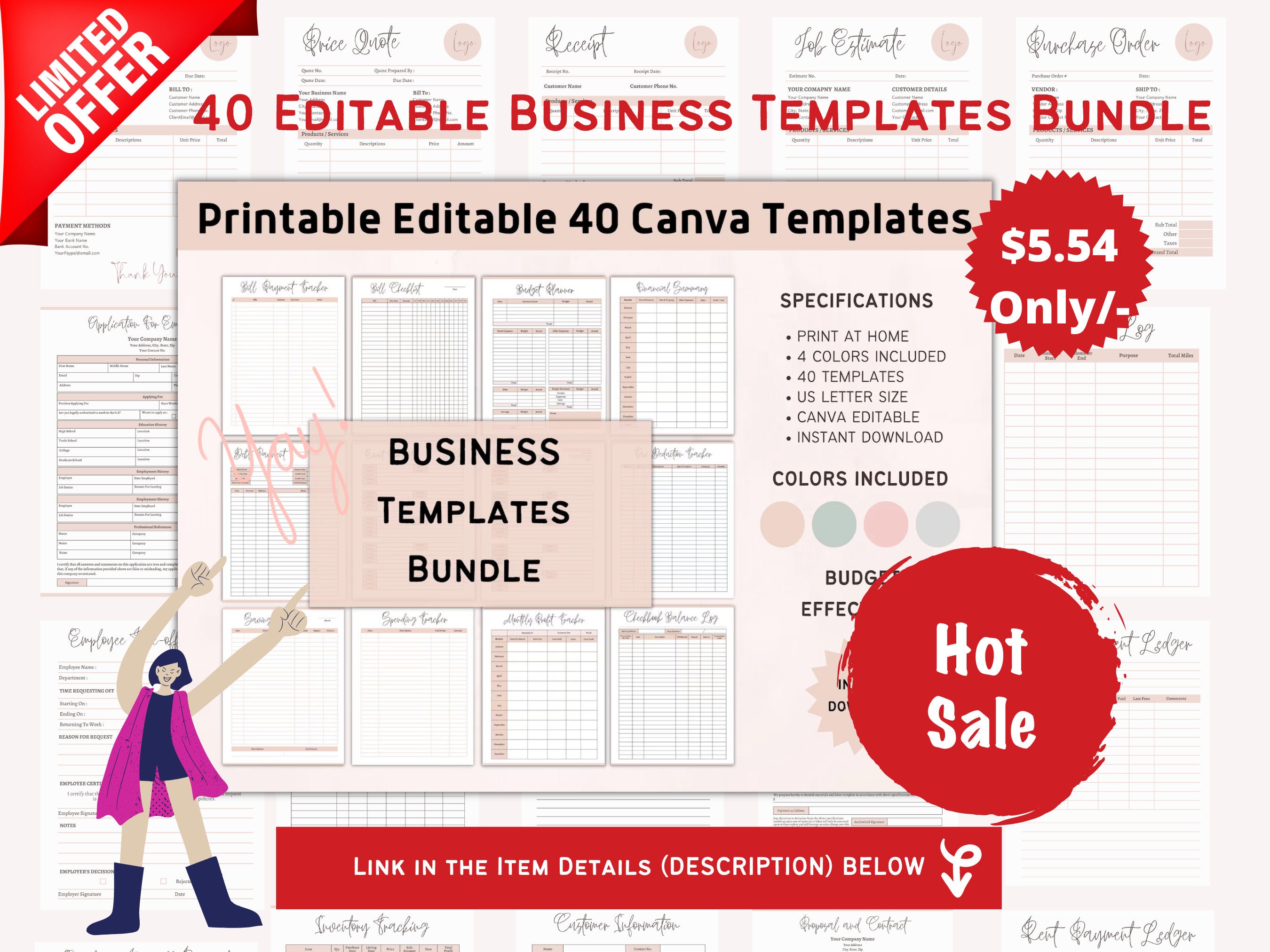 Employee Time Sheet Editable Canva Digital Template - Etsy