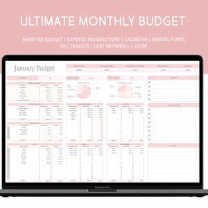 Monthly Budget Template Google Sheet Budget Spreadsheet Digital Budget Planner Debt Snowball Calculator Bills Tracker Sinking Funds Template
