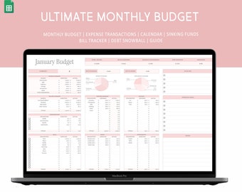 Monthly Budget Template Google Sheet Budget Spreadsheet Digital Budget Planner Debt Snowball Calculator Bills Tracker Sinking Funds Template