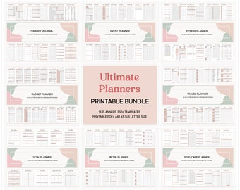 Ultimate Planner Bundle for Adults, Printable ADHD Productivity Workbook, Daily Yearly Life Everything Organizer Household Binder Templates