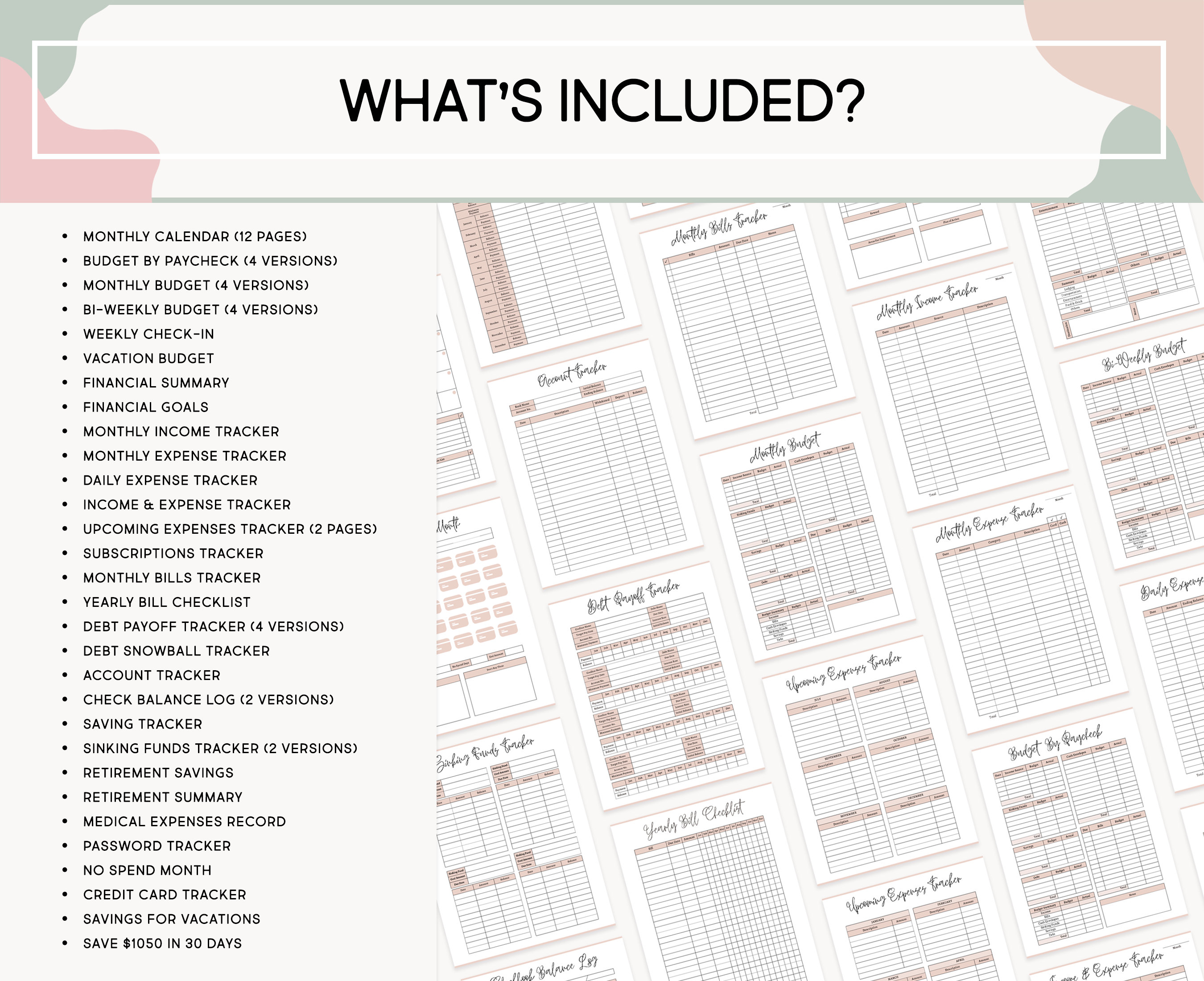 Printable Budget Planner Bundle Editable Finance Planner Kit Paycheck ...