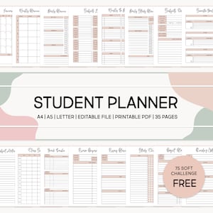 Studenten druckbarer Planer Bearbeitbarer Schulplaner, Akademischer Planer, 2023-2024 GoodNotes Planer, Studenten-Notizbuch, College Akademische Agenda