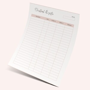 Checkbook Registration log Printable, Income and Expense Canva Tracker, Account Ledger Transaction Register, US Letter Size, Finance Tracker
