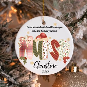 Custom Nurse Thank You Ornament Personalized Nurse Christmas Ornament Nurse Appreciation Thank You Gift Keepsake Holiday Ornament Nurse Name