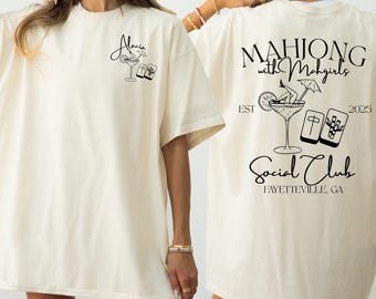 Comfort Colors Custom Mahjong with Mahgirls Shirt Personalized Mahjong Social Club Tshirt Gift for Mahjong Player Name Mahjong Party Tee