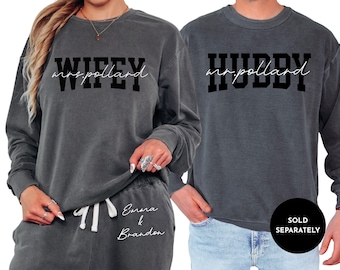 Custom Bride Sweatsuit Personalized Bride and Groom Sweatshirt Comfort Colors Bride Sweat Set Wifey Sweatshirt Sweatpants Matching Honeymoon