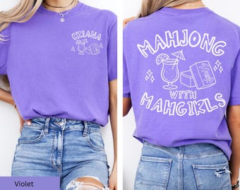 Comfort Colors Custom Mahjong with Mahgirls Shirt Personalized Mahjong Social Club Tshirt Gift for Mahjong Player Name Mahjong Party Tee