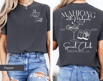 Comfort Colors Custom Mahjong with Mahgirls Shirt Personalized Mahjong Social Club Tshirt Gift for Mahjong Player Name Mahjong Party Tee