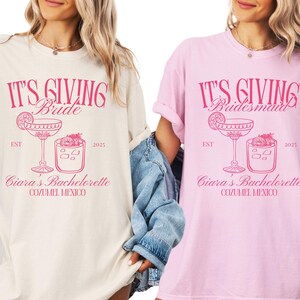 T-shirt EVJF pour la mariée, coquette tendance assortie, t-shirt voyage pour filles Bach, pochette cadeau de demoiselle d'honneur, chemise de soirée Bach de luxe, couleurs confort