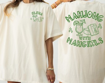 Comfort Colors Custom Mahjong with Mahgirls Shirt Personalized Mahjong Social Club Tshirt Gift for Mahjong Player Name Mahjong Party Tee