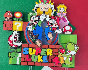 Custom Super Mario Cake Topper: Birthday Party Decoration