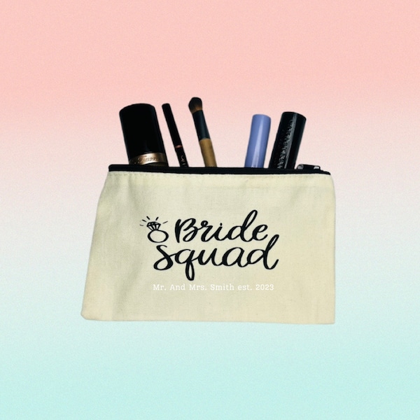 Bride Squad Personalized Canvas MakeUp Bag