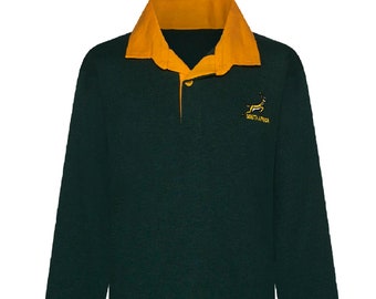 Camiseta de rugby infantil de Sudáfrica / Camiseta de manga larga bordada
