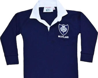 Camiseta de rugby de Escocia para niños / Camiseta deportiva de manga larga azul marino
