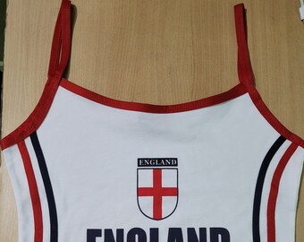 England Euro World Cup Girls Stretch Strappy Camisole Vest Tank Top Leisurewear Summer Wear Size S to XXL