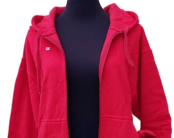 Moletom com capuz vermelho papoula com zíper | Fleece escovado, bolso canguru
