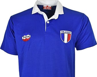 France Football Fan Shirt: Embroidered Logo, Button-Down Collar