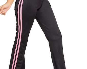 Girls Black Jogging Bottoms with Pink or White Stripes | Sportswear Sizes 3-13