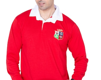 Rugby Long Sleeve Sports Jersey: Embroidered Cotton Blend Fan Shirt