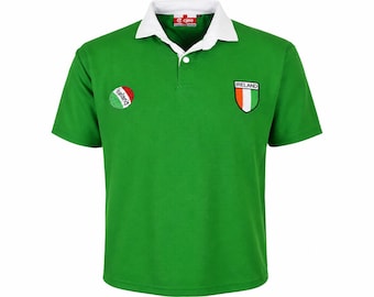 Ireland Football Supporters T-Shirt, Embroidered Crest, Button Collar