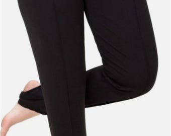 80s Style Stirrup Pants Ribbed High Waist Leggings