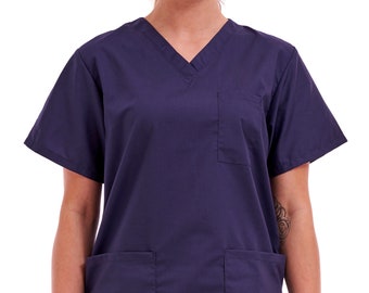 Unisex V-Neck Scrub Top, Triple Pocket Workwear