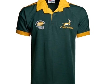 Springboks Rugby World Cup Winners 2023 Half Sleeve Men T-Shirt Button Down Collar Style Size S to XXL