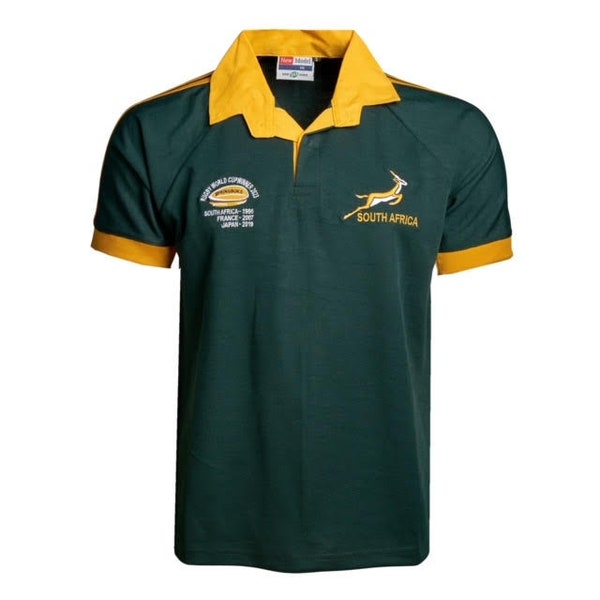 Springboks Rugby World Cup Winners 2023 Half Sleeve Men T-Shirt Button Down Collar Style Size S to XXL