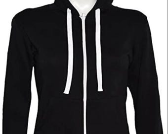 Felpa con cappuccio e zip in pile da donna, maniche lunghe, con tasca a marsupio.
