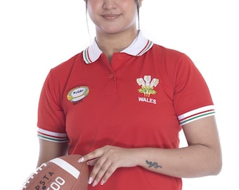 Wales Rugby Fan T-Shirt Women Button Down Supporter Shirt