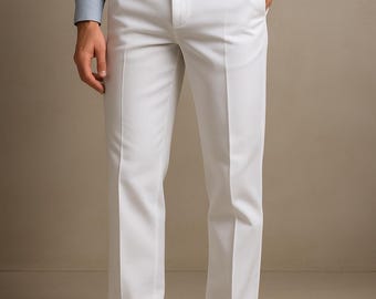 Mens White Bowling Trousers | Cricket Pants, Belt Loops