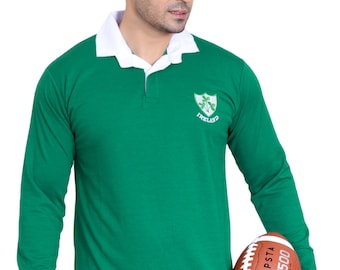 Camiseta de rugby de manga larga para hombre Ireland Heritage - Cuello abotonado