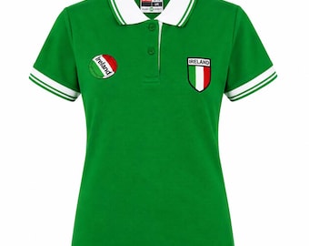 Ireland Football Supporters Polo Shirt, Embroidered Logo, Green, Women's Sizes S-XXL