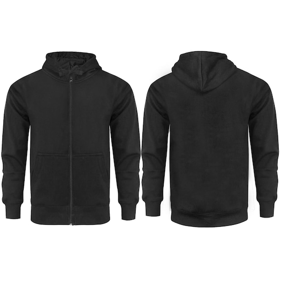 Men Black Hoodie With Zip and Front Kangaroo Pocket | Size S to