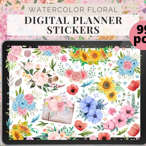Goodnotes Planner Flower Stickers Decorative Digital Bullet Etsy
