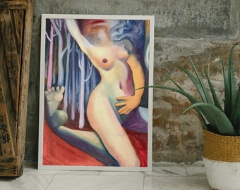 Impressão artística original de "The Allure", impressão digital para download, Femme Fatale/arte sensual feminina, arte abstrata para impressão, pôster para download