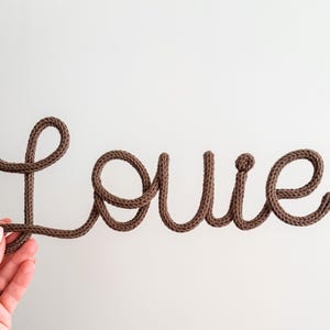 Louie Script Letters Knitted Wire Name Sign, Kids Room Decor, Personalised Baby Gift ...
