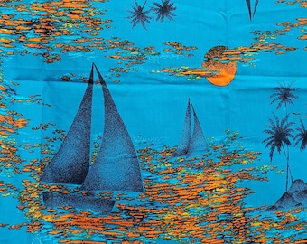 Vintage Sailboat Nautical Fabric 1960's, 1970's 1.5 Yards - Etsy