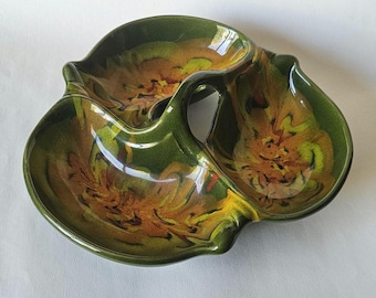 California Original Ceramics 332 USA 10"x10" MCM Snack Relish Serving Dish