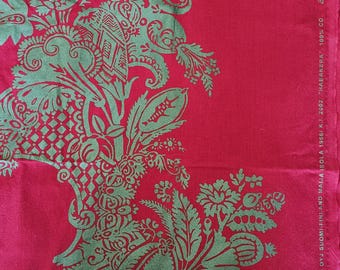Marimekko Cotton Fabric Dark Red & Iridescent Green Maija Isola Habanera (1-4 yards - sold by the yard)