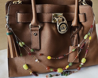 Bag Charm Upcycle Vintage Parts Handmade Leather Tassel