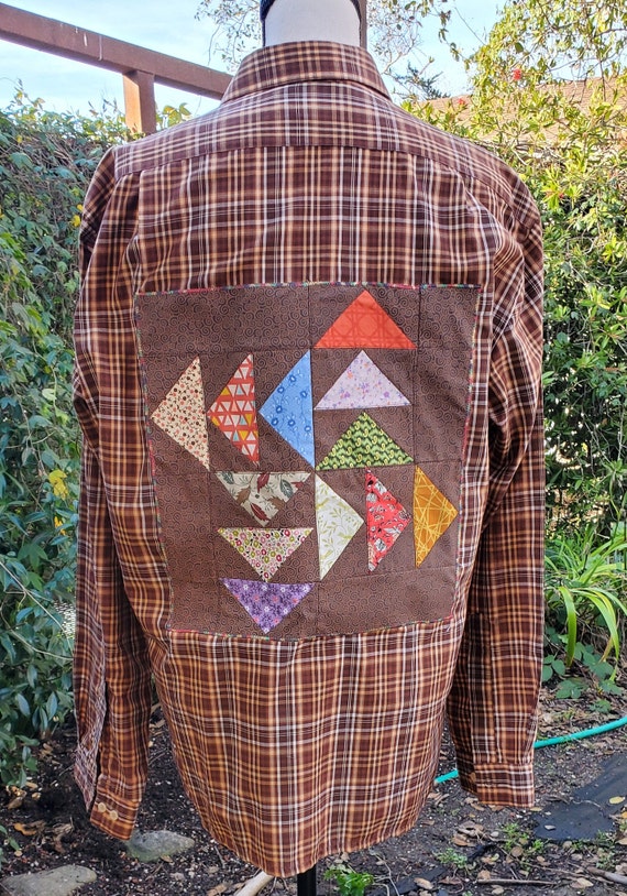 Vintage 1980's - upcycled embellished quilt block 