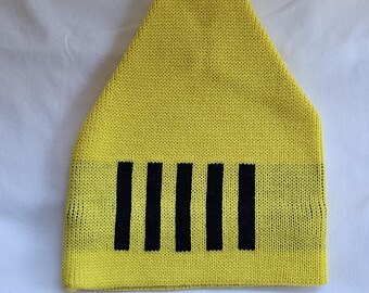 Vintage 80s Smileys Wool Beanie Yellow & Black