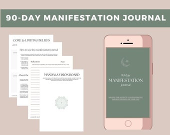 90 Day Manifestation Journal, Meditation Journal, Law of Attraction Journal,  PDF, Printable