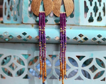 Purple tassel earrings