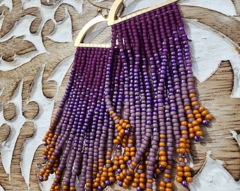 Purple fringe earrings