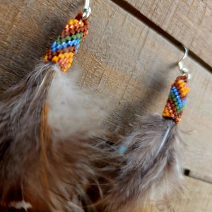 Beaded feather earrings, natural feather earrings, boho feather earrings, Native American feather earrings image 8